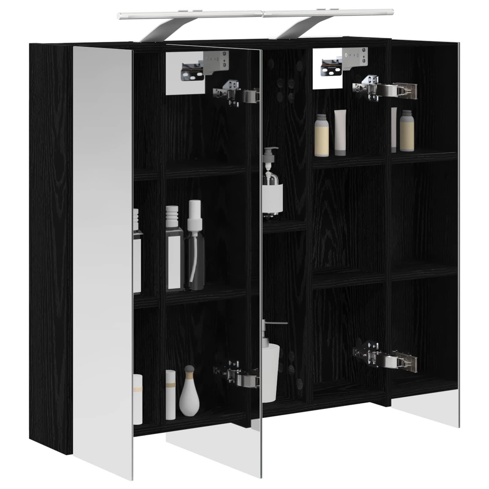 vidaXL Badezimmerspiegelschrank Schwarz Eichen-Optik 70 x 14,5 x 70 cm