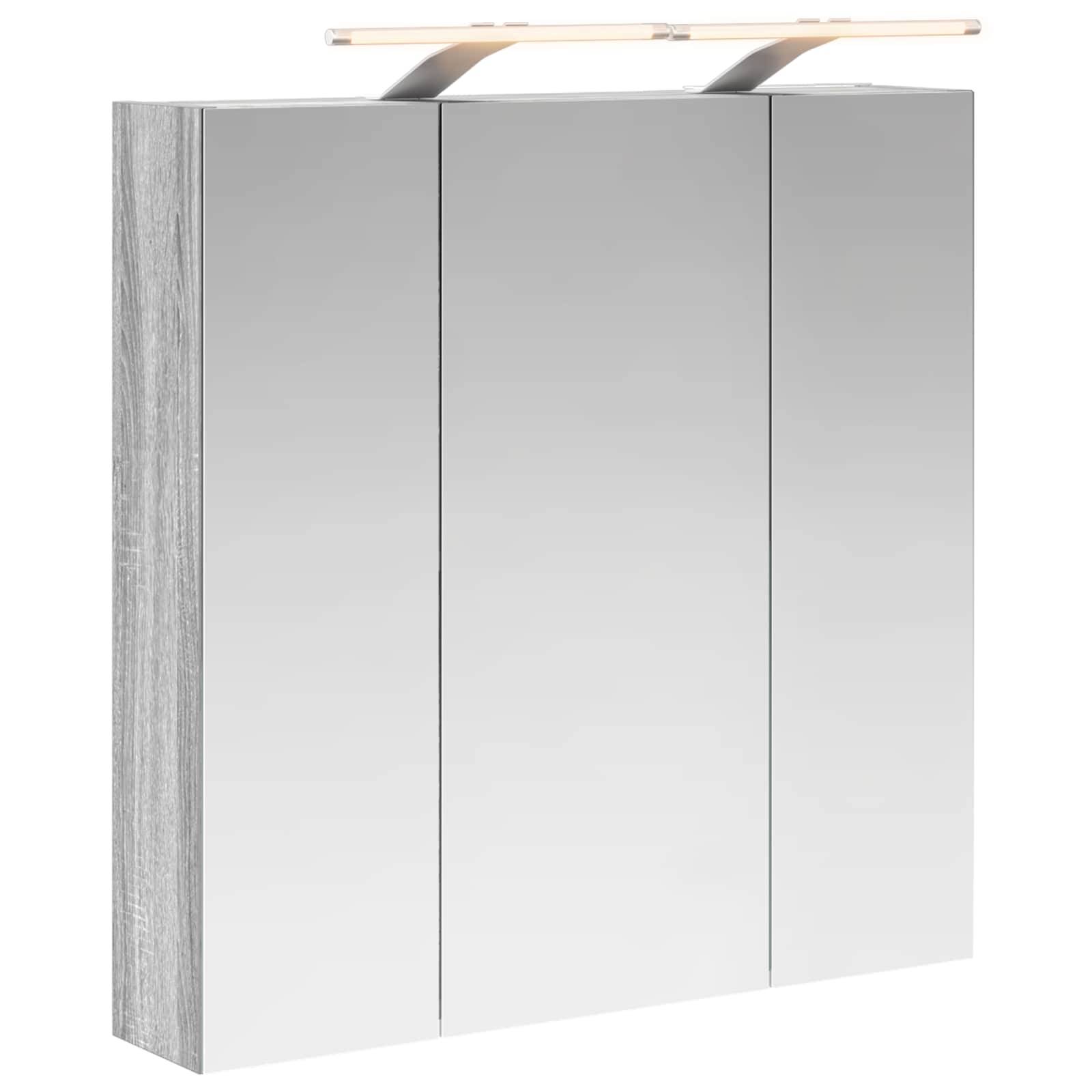 vidaXL Badezimmerspiegelschrank Graues Sonoma 70 x 14,5 x 70 cm