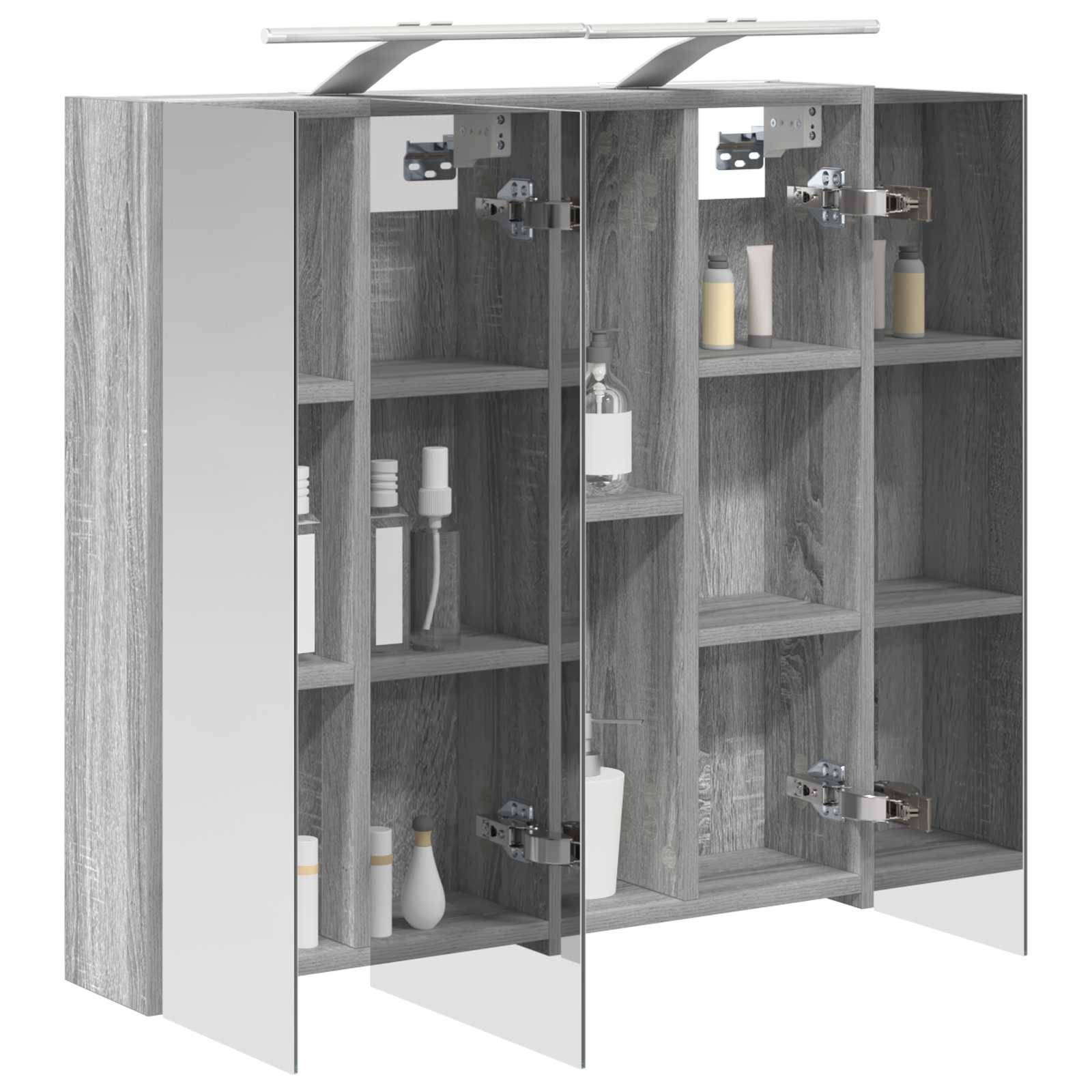 vidaXL Badezimmerspiegelschrank Graues Sonoma 70 x 14,5 x 70 cm