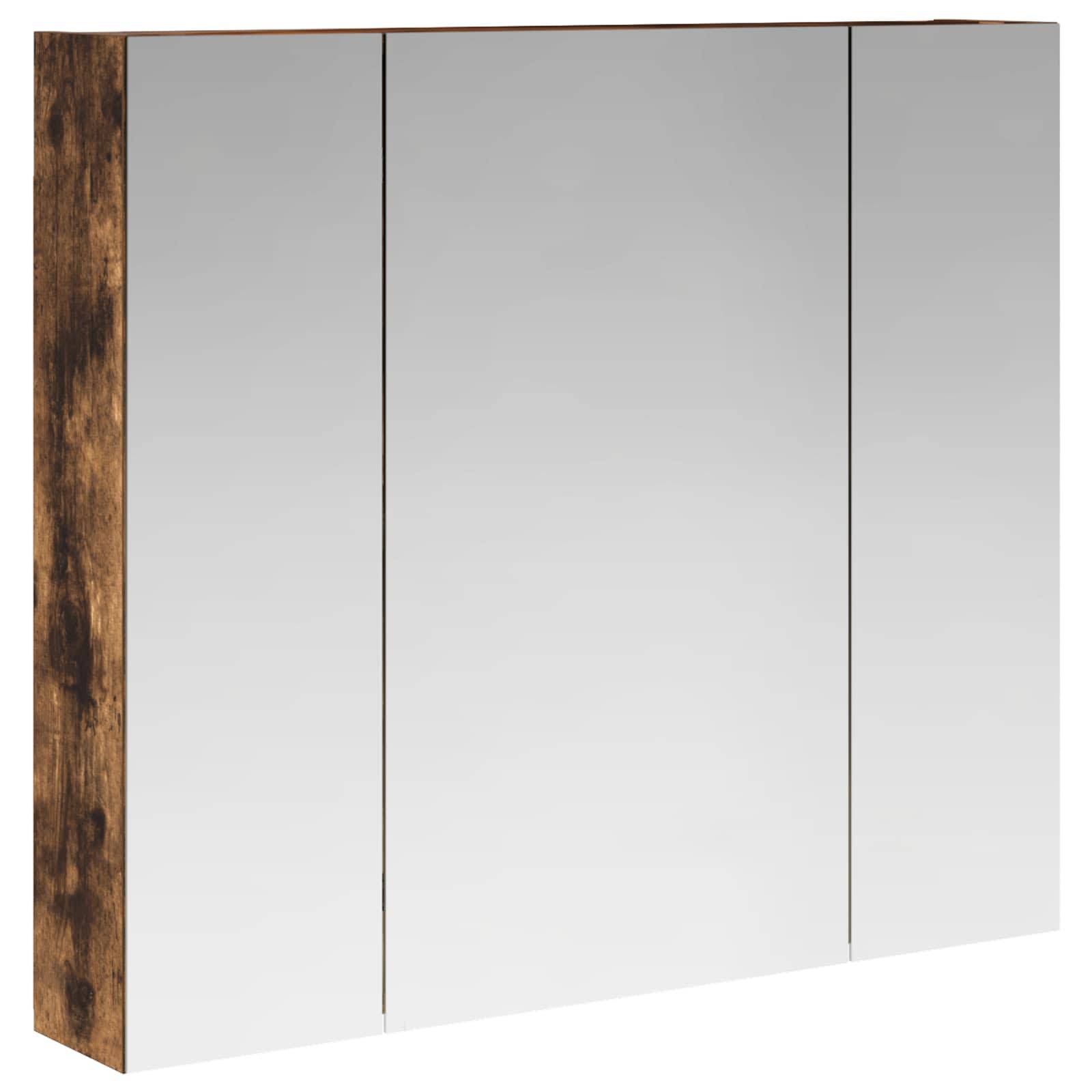 vidaXL Badezimmerspiegelschrank Geräucherte Eiche 80 x 14,5 x 70 cm
