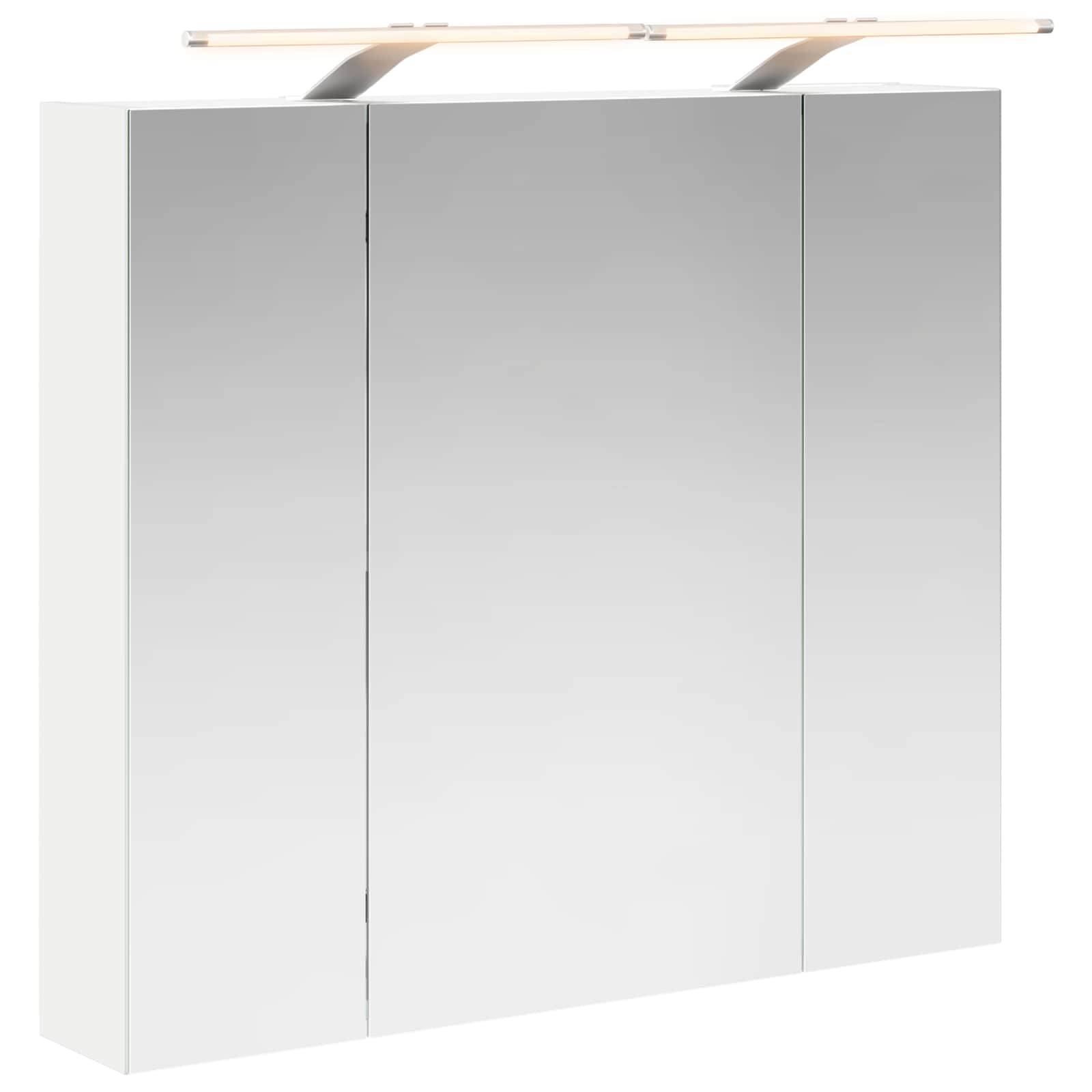 vidaXL Badezimmerspiegelschrank Weiß 80 x 14,5 x 70 cm Holzwerkstoff