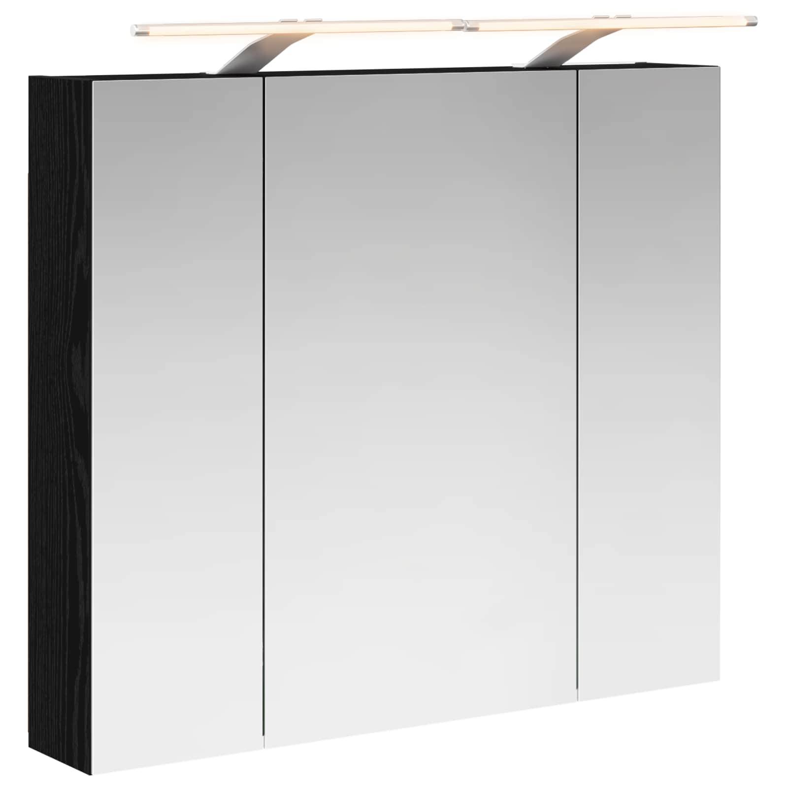 vidaXL Badezimmerspiegelschrank Schwarz Eichen-Optik 80 x 14,5 x 70 cm
