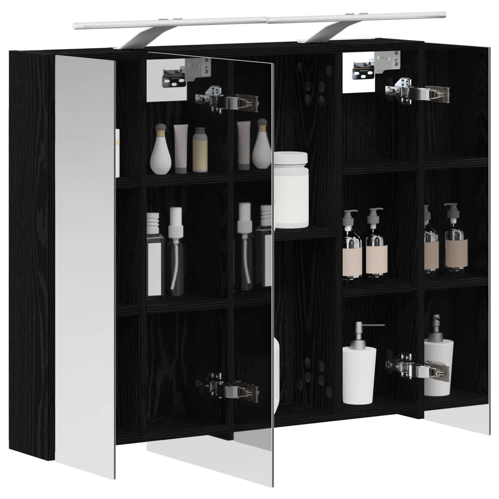 vidaXL Badezimmerspiegelschrank Schwarz Eichen-Optik 80 x 14,5 x 70 cm