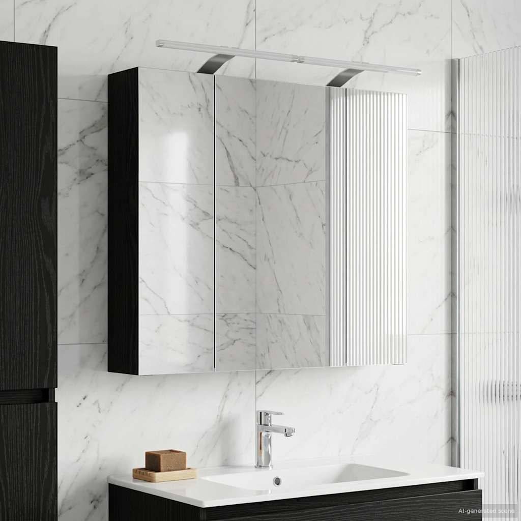 vidaXL Badezimmerspiegelschrank Schwarz Eichen-Optik 80 x 14,5 x 70 cm