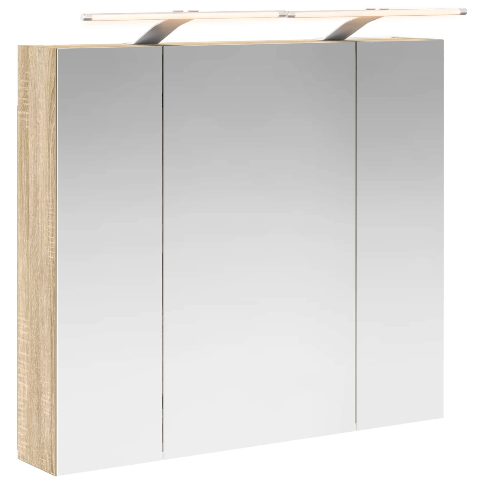 vidaXL Badezimmerspiegelschrank mit Tür Sonoma-Eiche 80 x 14,5 x 70 cm