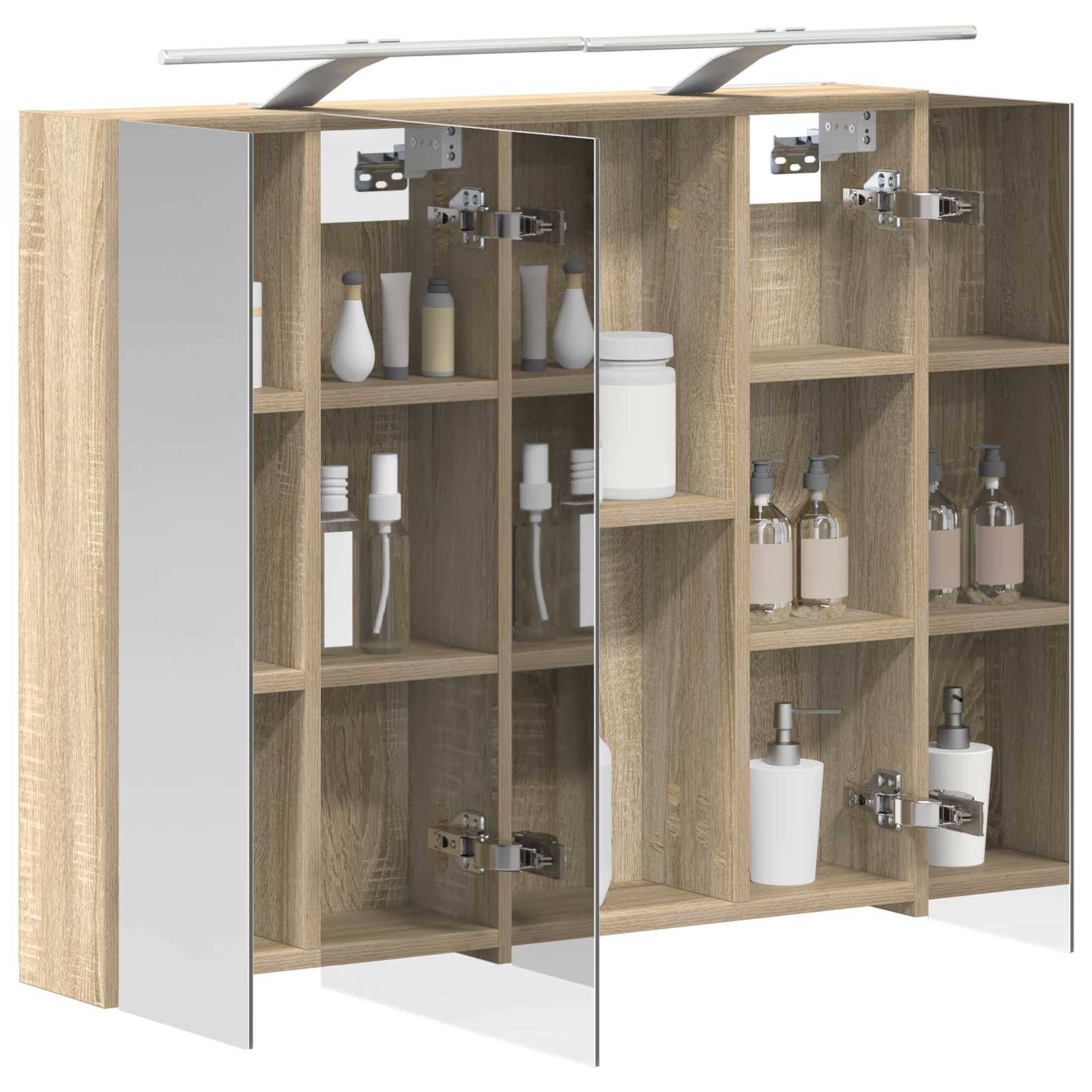 vidaXL Badezimmerspiegelschrank mit Tür Sonoma-Eiche 80 x 14,5 x 70 cm
