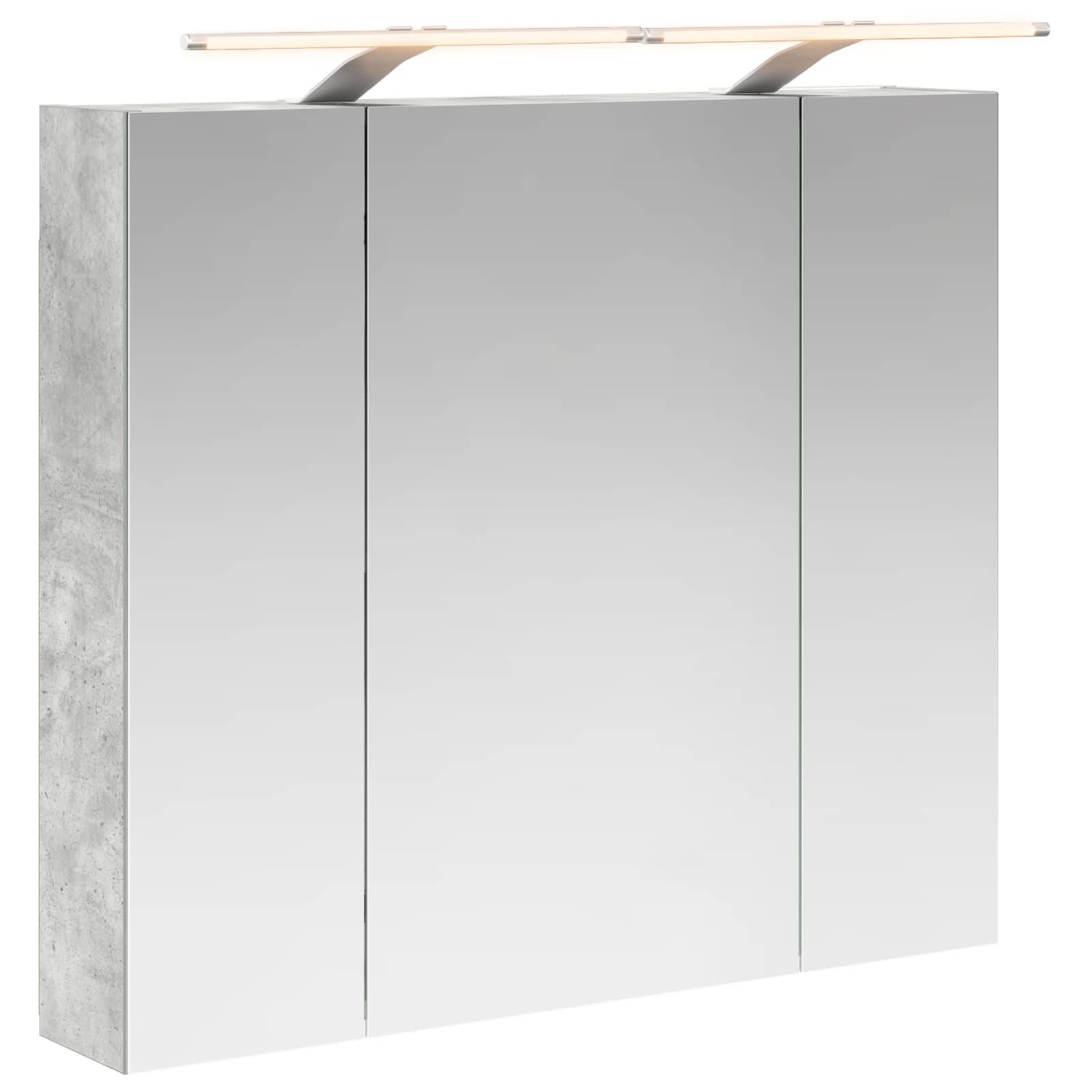 vidaXL Badezimmerspiegelschrank mit Regal Beton Grau 80 x 14,5 x 70 cm