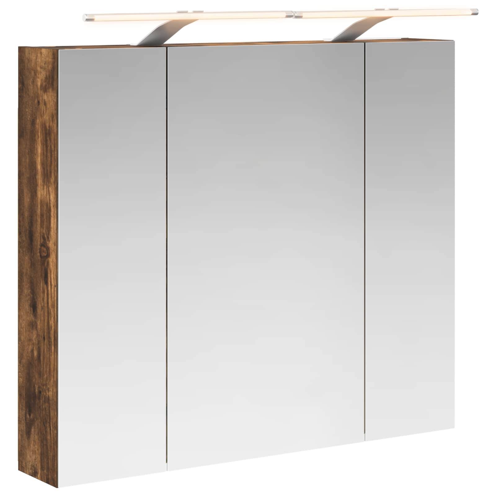 vidaXL Badezimmerspiegelschrank Geräucherte Eiche 80 x 14,5 x 70 cm