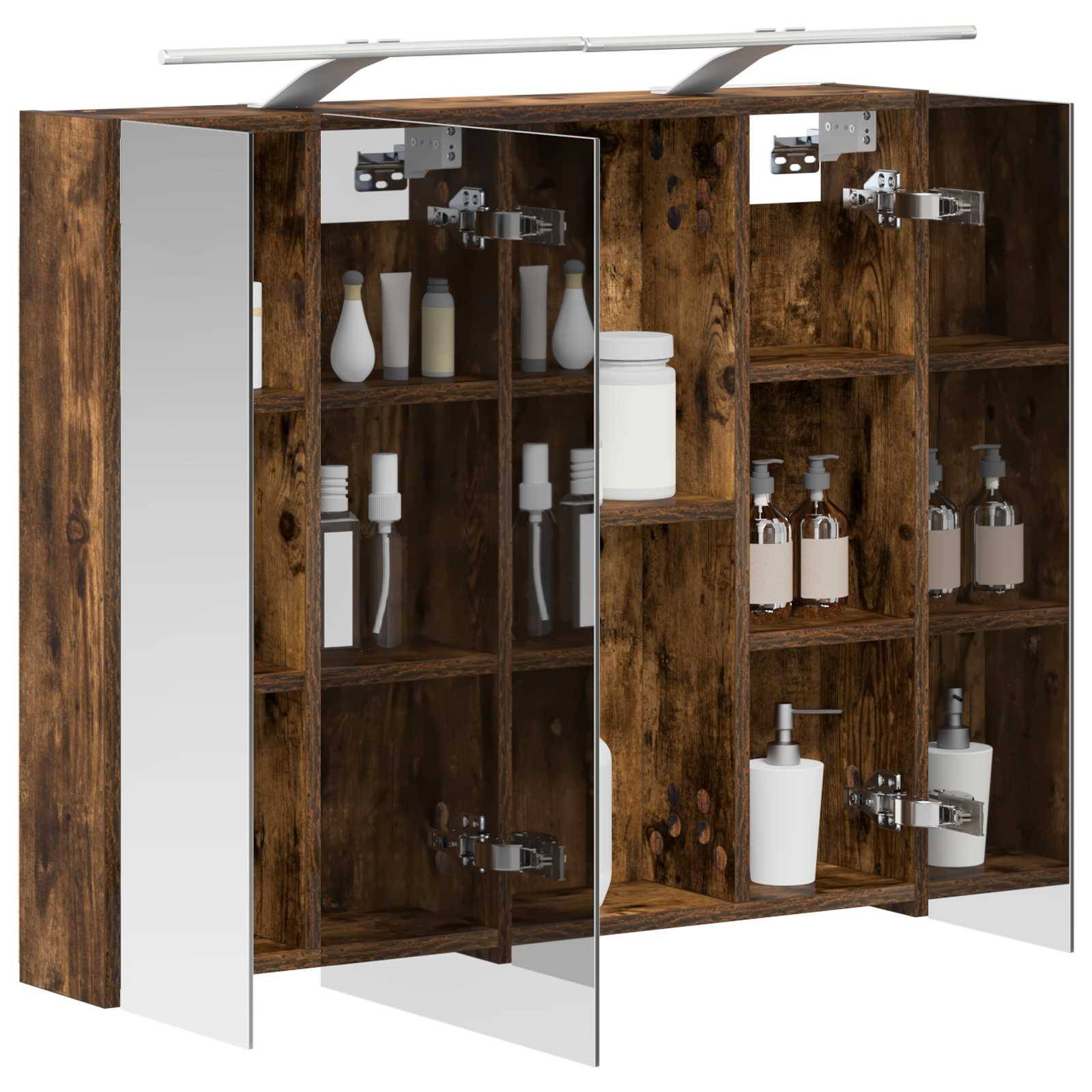 vidaXL Badezimmerspiegelschrank Geräucherte Eiche 80 x 14,5 x 70 cm