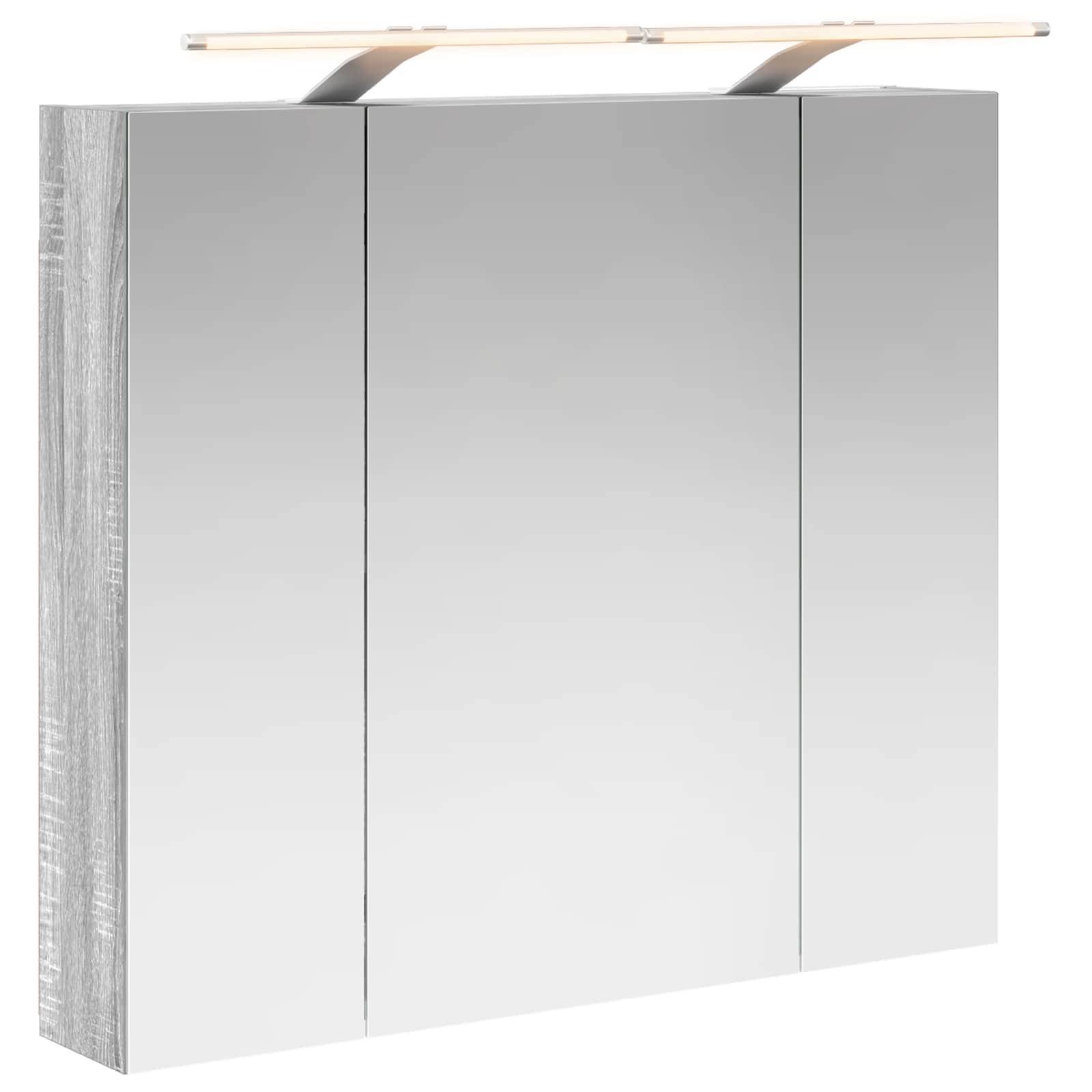 vidaXL Badezimmerspiegelschrank Graues Sonoma 80 x 14,5 x 70 cm
