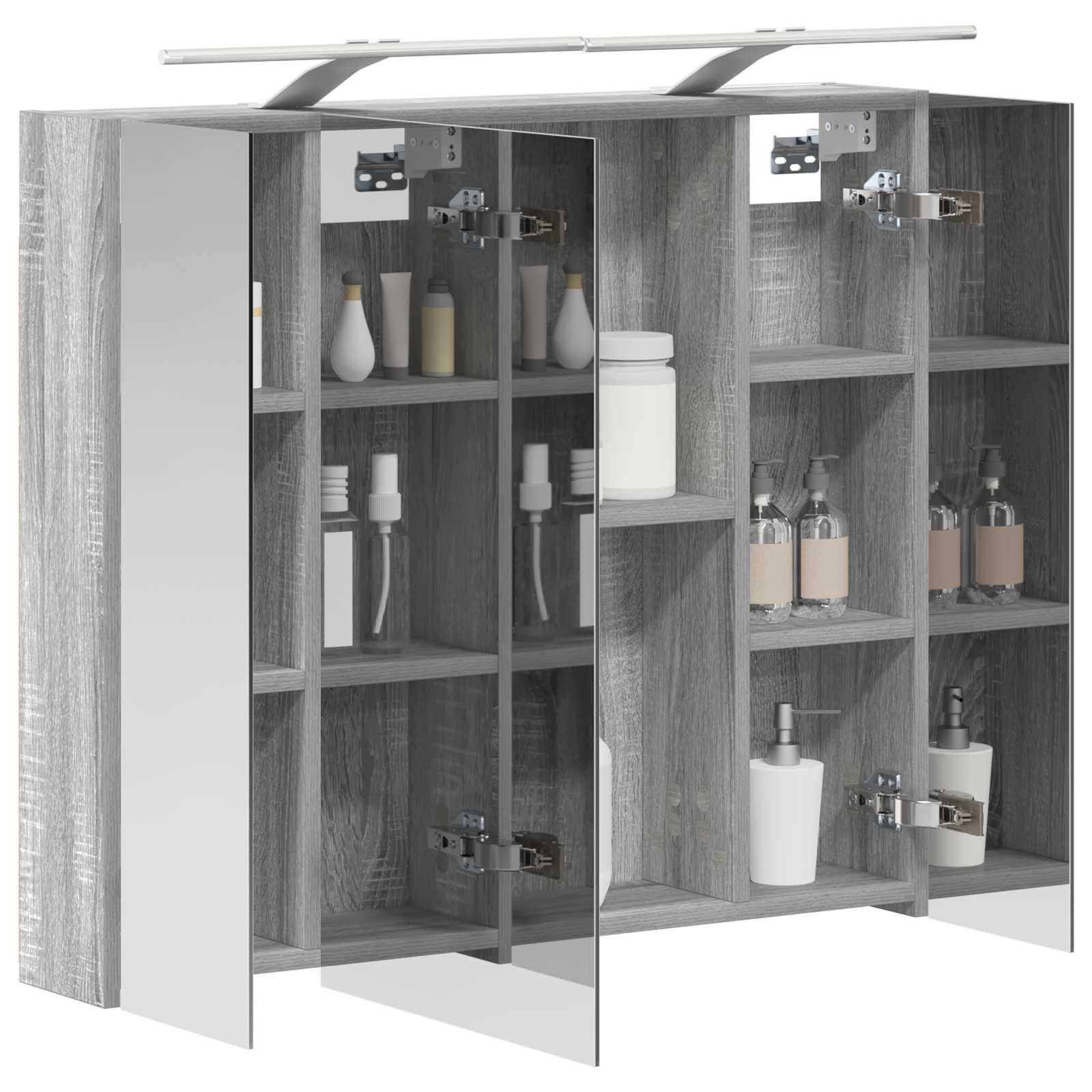 vidaXL Badezimmerspiegelschrank Graues Sonoma 80 x 14,5 x 70 cm