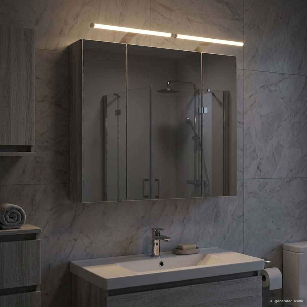 vidaXL Badezimmerspiegelschrank Graues Sonoma 80 x 14,5 x 70 cm
