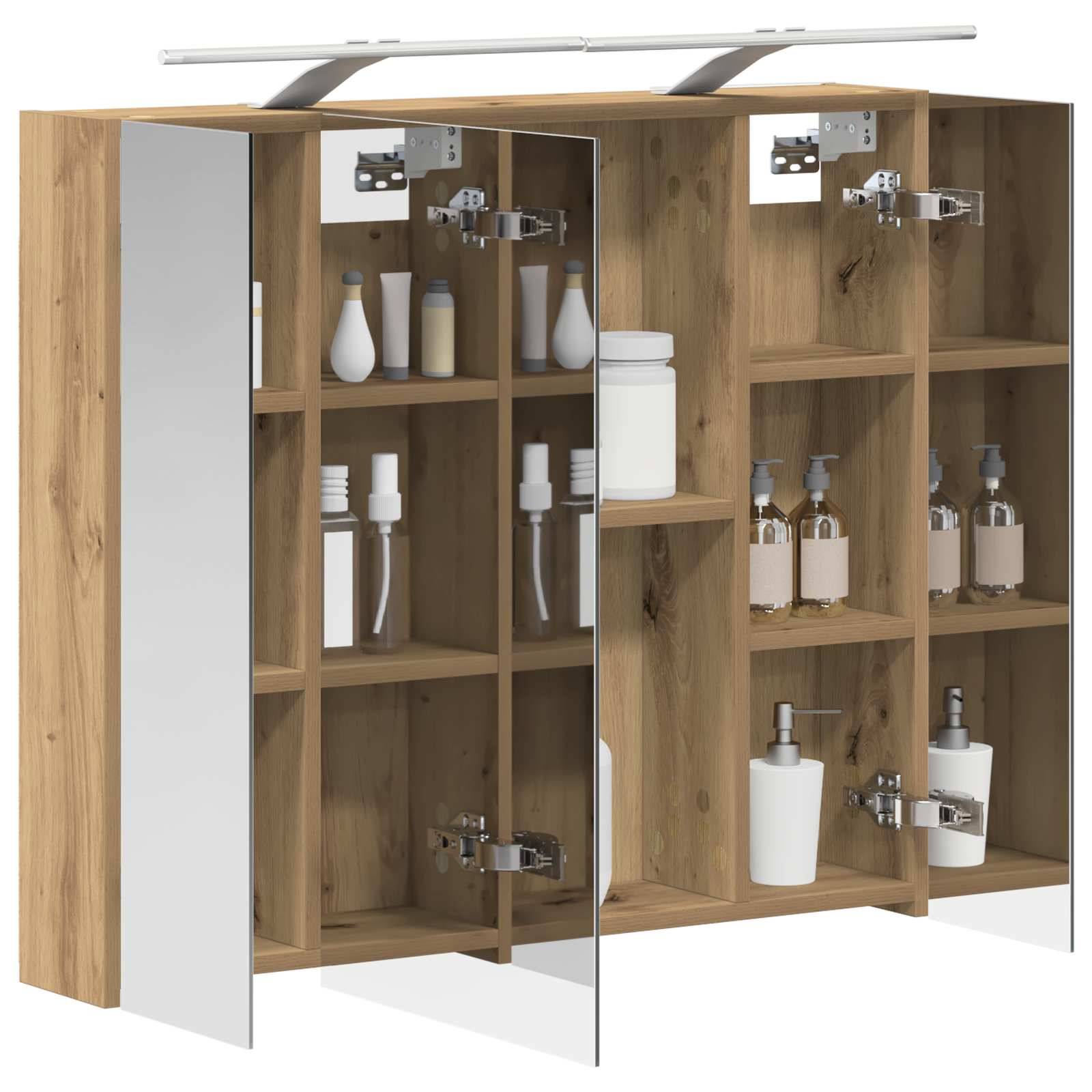vidaXL Badezimmerspiegelschrank Kunsthandwerk Eiche 80 x 14,5 x 70 cm