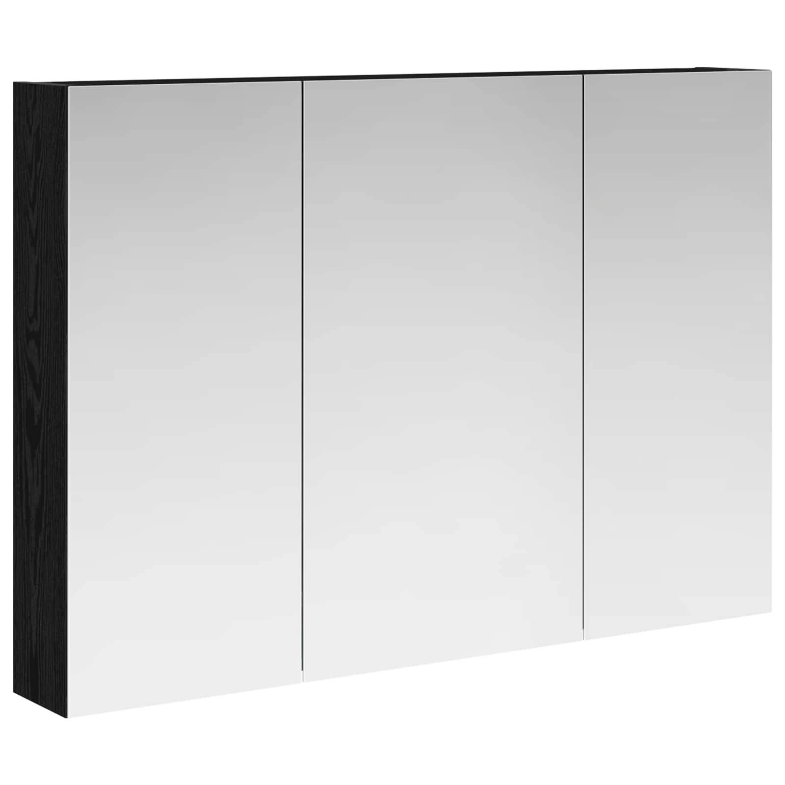 vidaXL Badezimmerspiegelschrank mit Regal mit Tür Schwarz Eichen-Optik