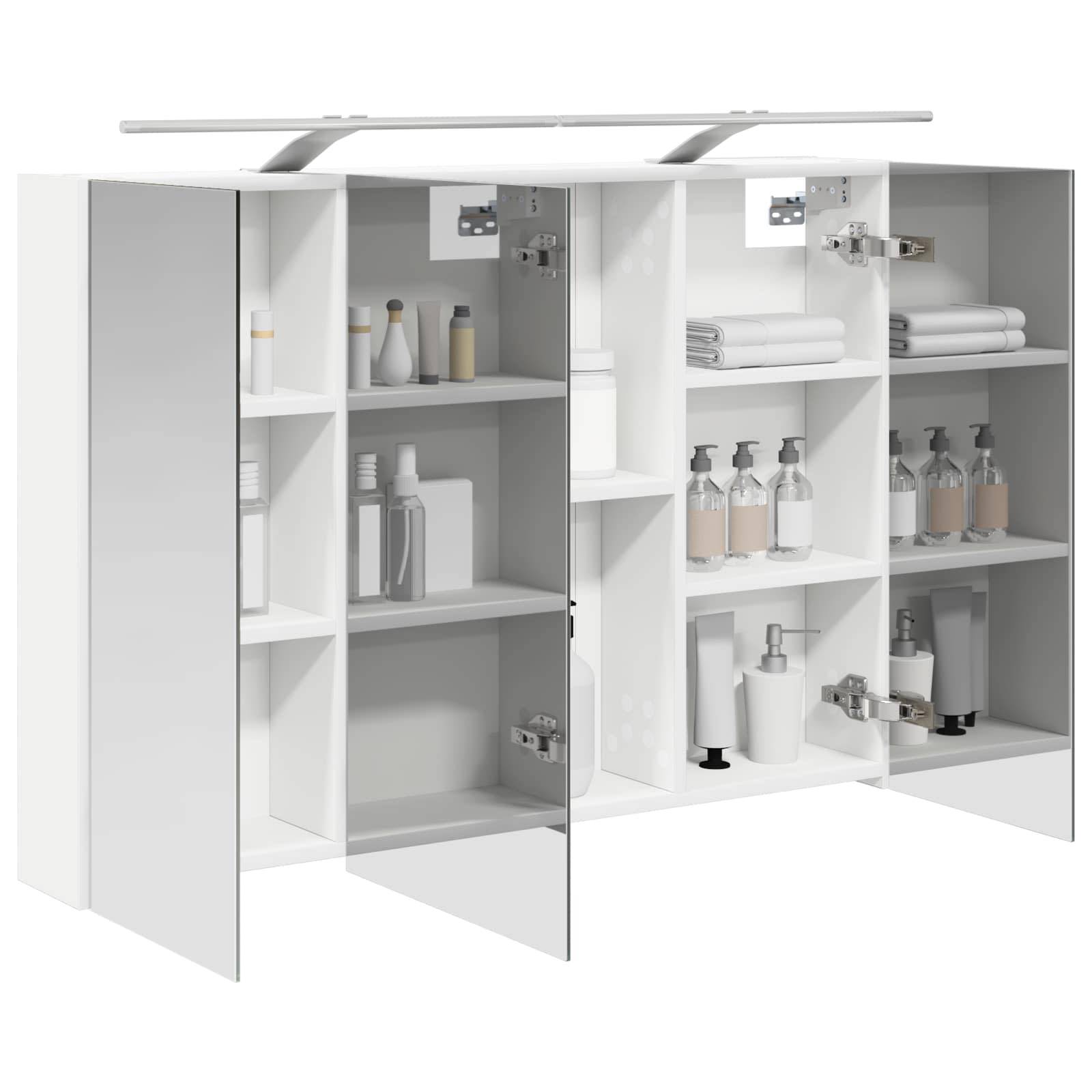 vidaXL Badezimmerspiegelschrank Weiß 100 x 14,5 x 70 cm Holzwerkstoff