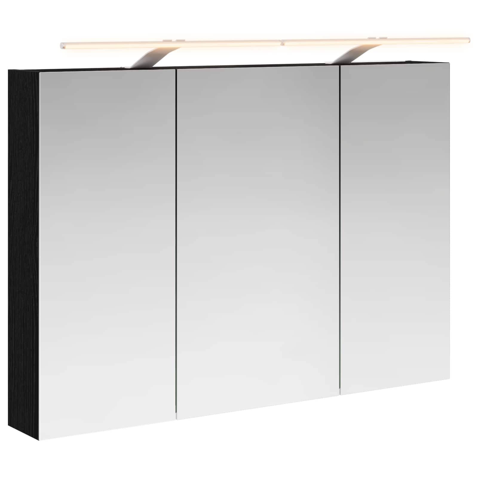 vidaXL Badezimmerspiegelschrank mit Regal mit Tür Schwarz Eichen-Optik