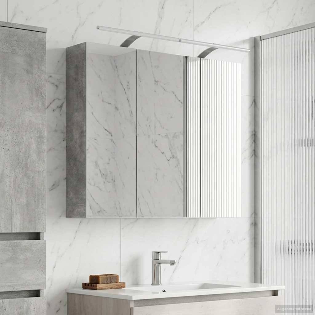 vidaXL Badezimmerspiegelschrank mit Tür Beton Grau 100 x 14,5 x 70 cm