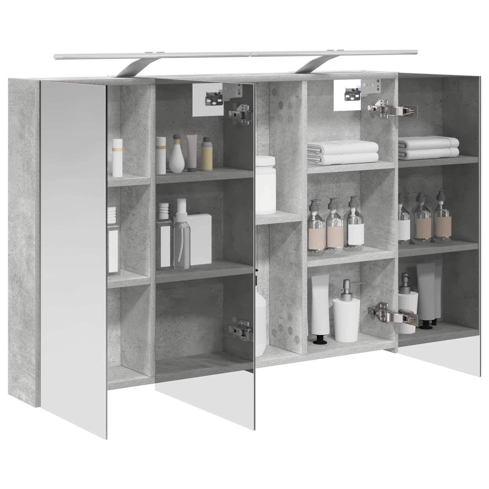 vidaXL Badezimmerspiegelschrank mit Tür Beton Grau 100 x 14,5 x 70 cm