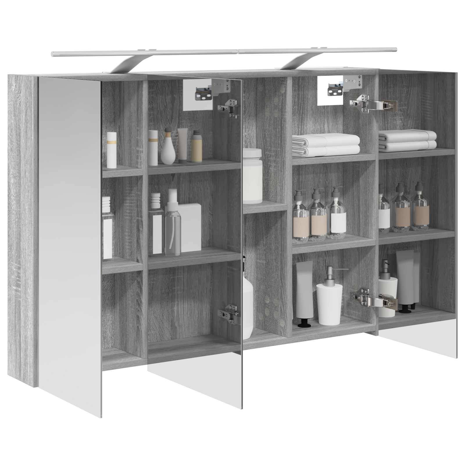 vidaXL Badezimmerspiegelschrank Graues Sonoma 100 x 14,5 x 70 cm