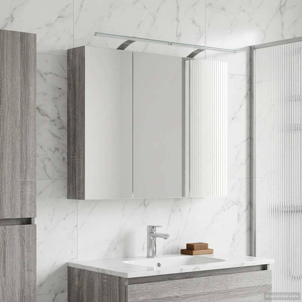 vidaXL Badezimmerspiegelschrank Graues Sonoma 100 x 14,5 x 70 cm