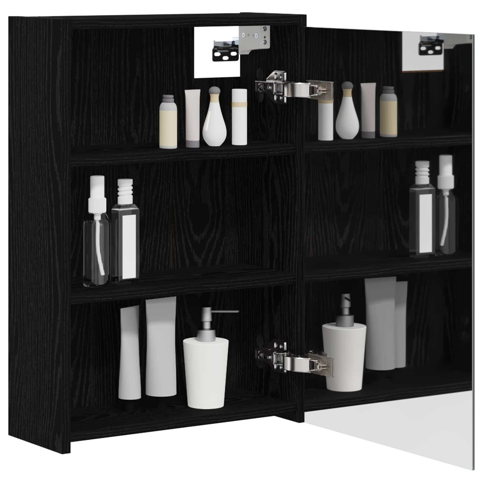 vidaXL Badezimmerspiegelschrank Schwarz Eichen-Optik 43 x 16 x 62.5 cm