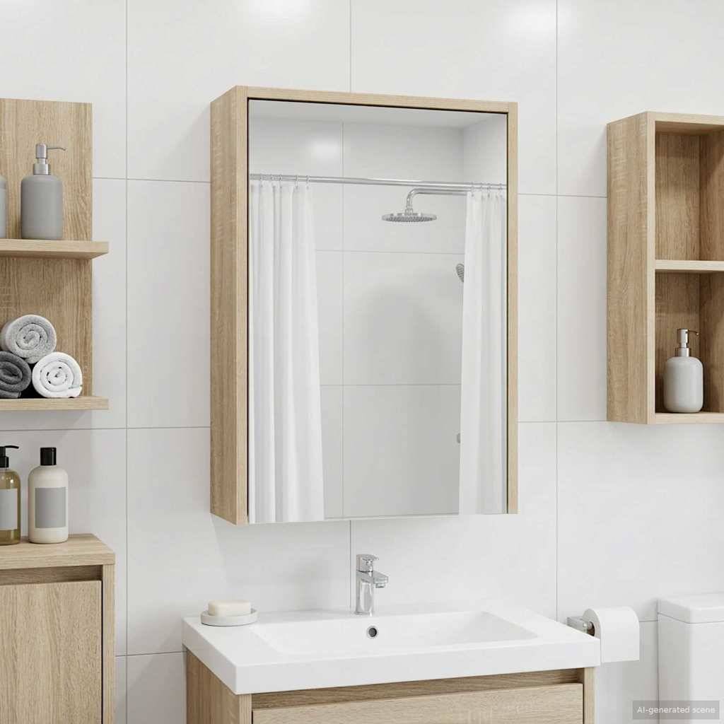 vidaXL Badezimmerspiegelschrank mit Tür Sonoma-Eiche 43 x 16 x 62.5 cm