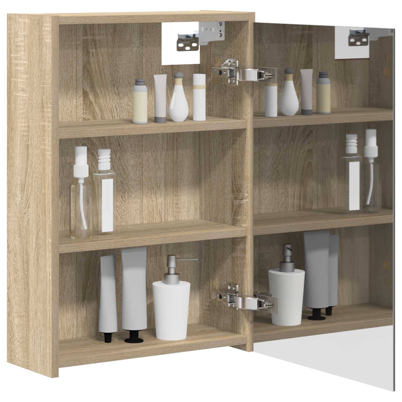 vidaXL Badezimmerspiegelschrank mit Tür Sonoma-Eiche 43 x 16 x 62.5 cm