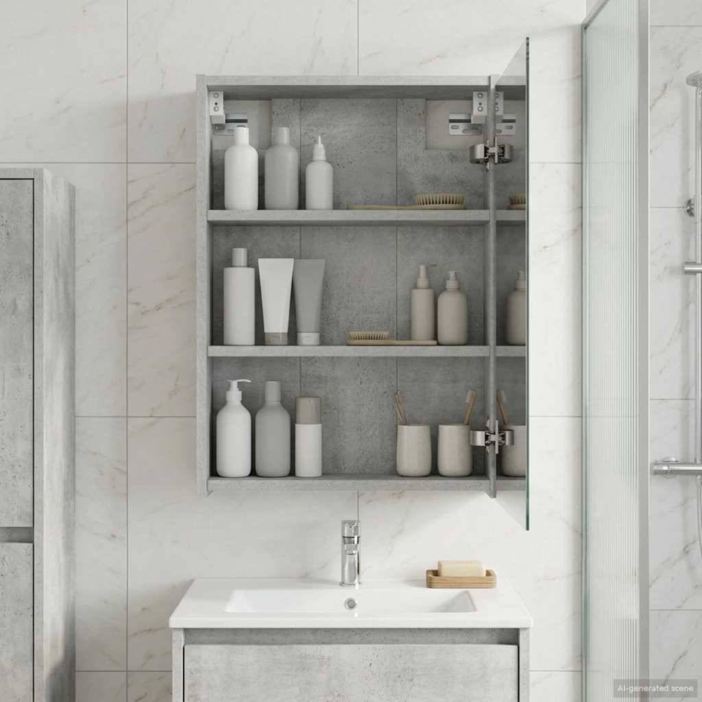vidaXL Badezimmerspiegelschrank mit Regal Beton Grau 43 x 16 x 62.5 cm