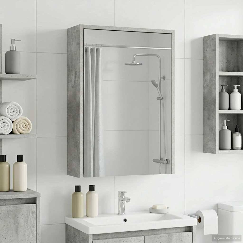vidaXL Badezimmerspiegelschrank mit Regal Beton Grau 43 x 16 x 62.5 cm