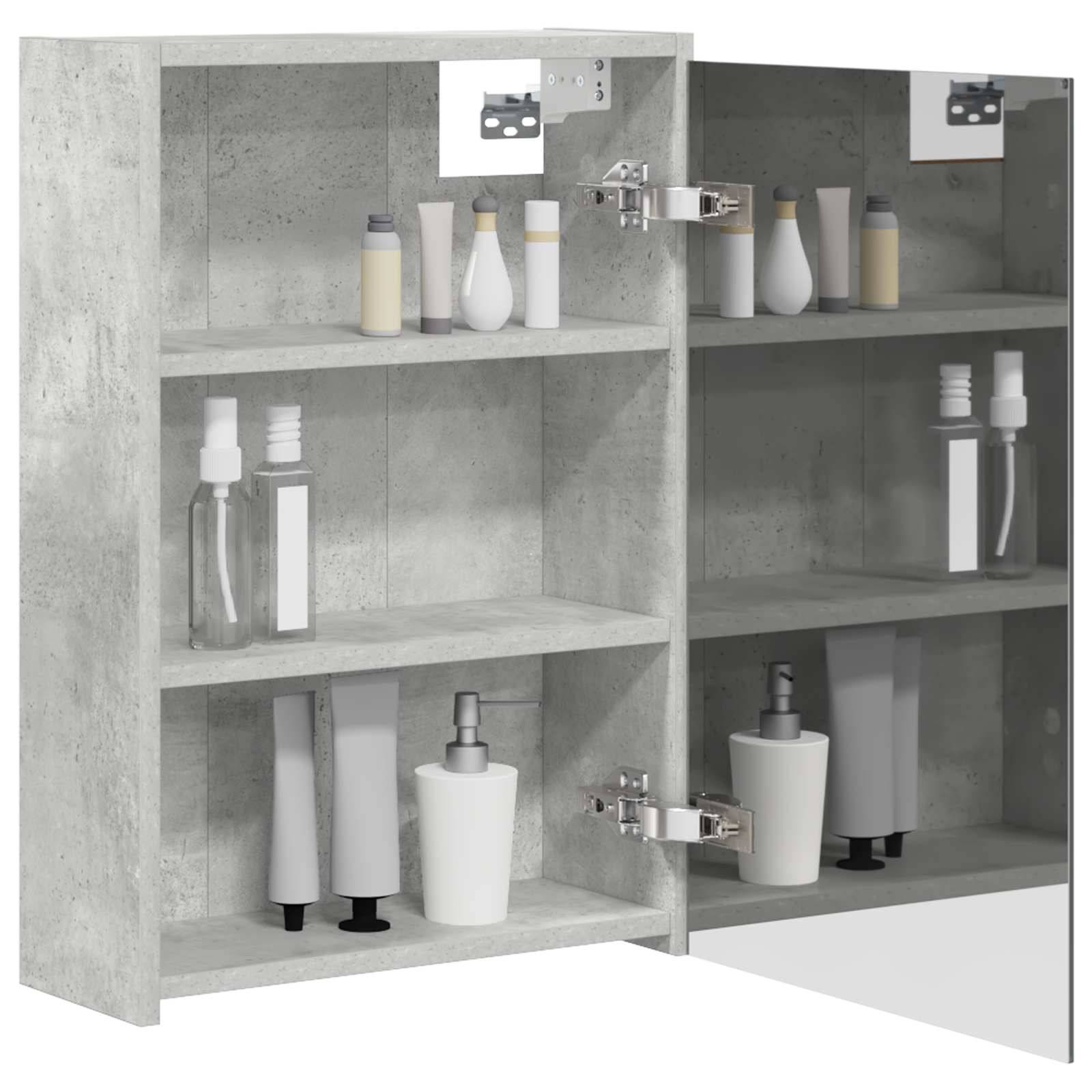 vidaXL Badezimmerspiegelschrank mit Regal Beton Grau 43 x 16 x 62.5 cm