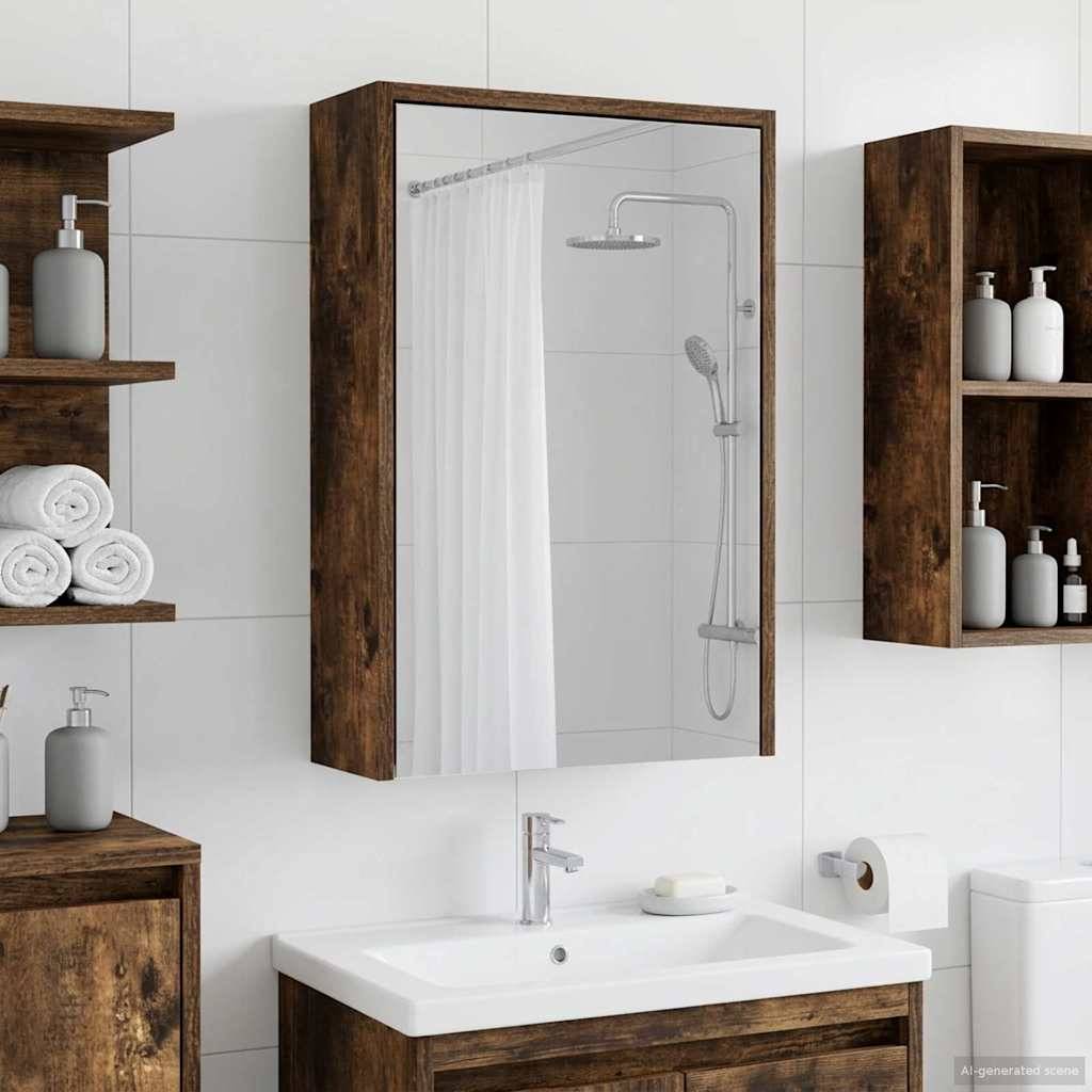 vidaXL Badezimmerspiegelschrank Geräucherte Eiche 43 x 16 x 62.5 cm