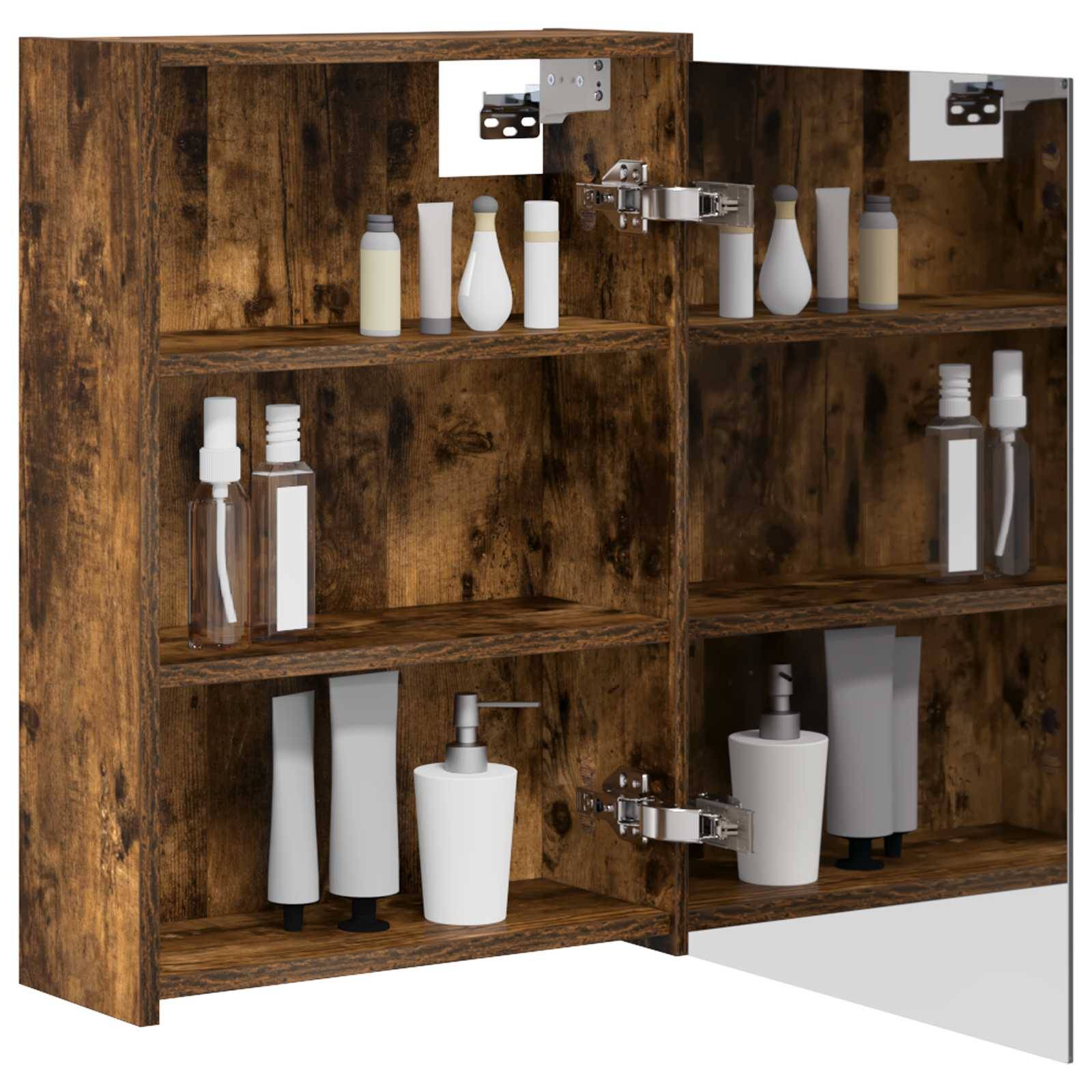 vidaXL Badezimmerspiegelschrank Geräucherte Eiche 43 x 16 x 62.5 cm