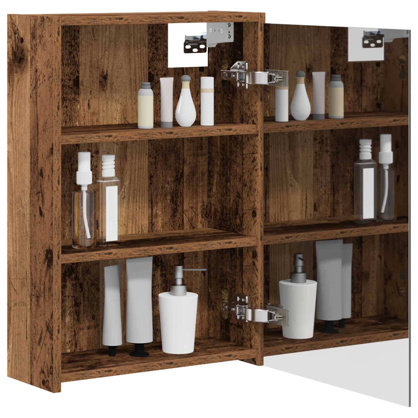 vidaXL Badezimmerspiegelschrank mit Regal Altholz 43 x 16 x 62.5 cm