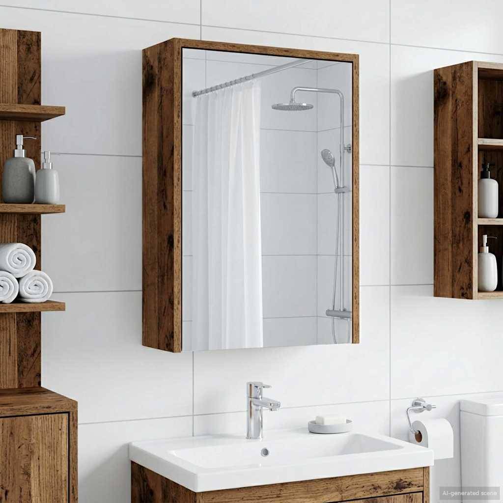 vidaXL Badezimmerspiegelschrank mit Regal Altholz 43 x 16 x 62.5 cm