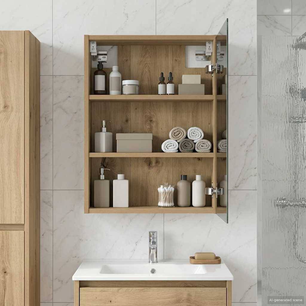 vidaXL Badezimmerspiegelschrank Kunsthandwerk Eiche 43 x 16 x 62.5 cm