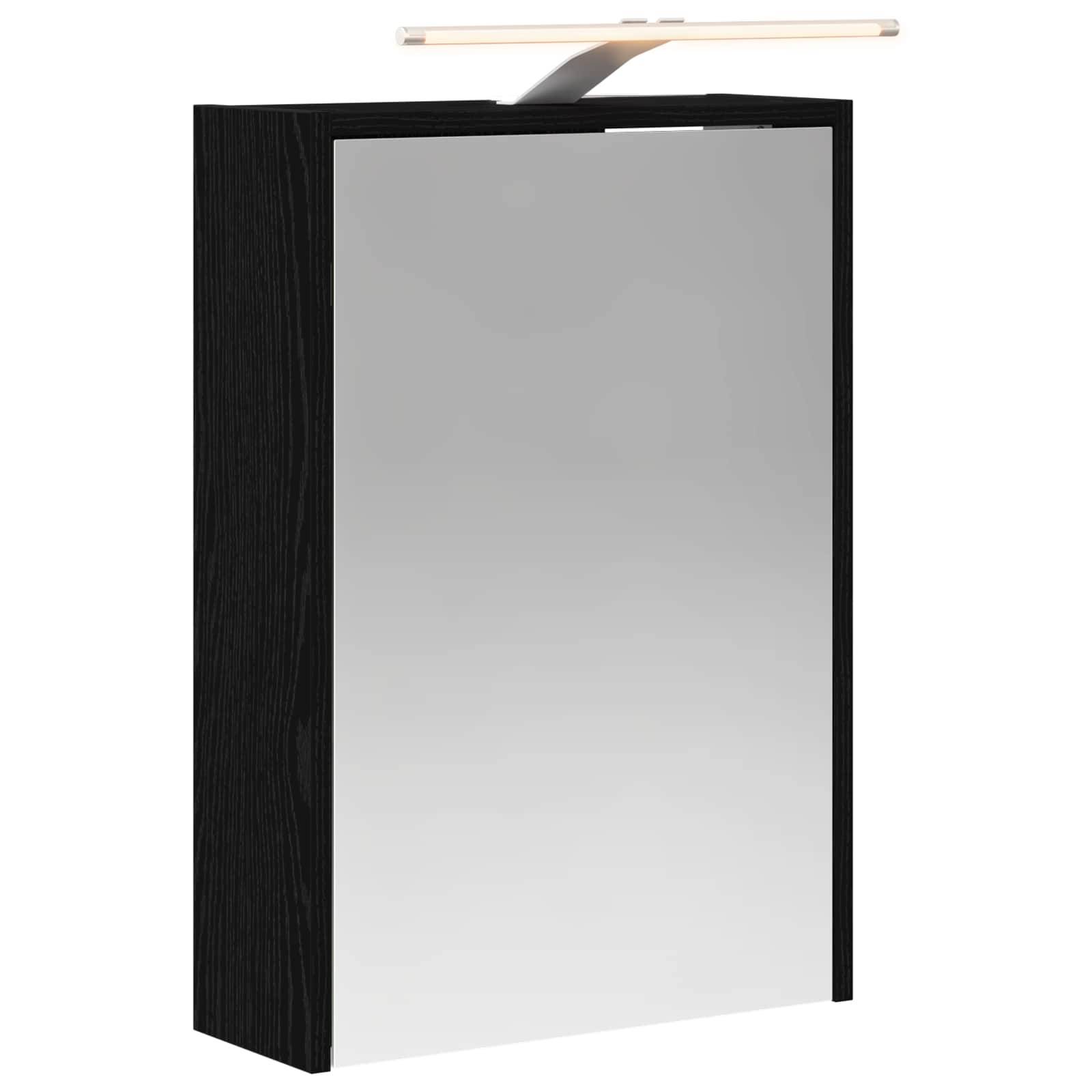 vidaXL Badezimmerspiegelschrank Schwarz Eichen-Optik 43 x 16 x 62.5 cm