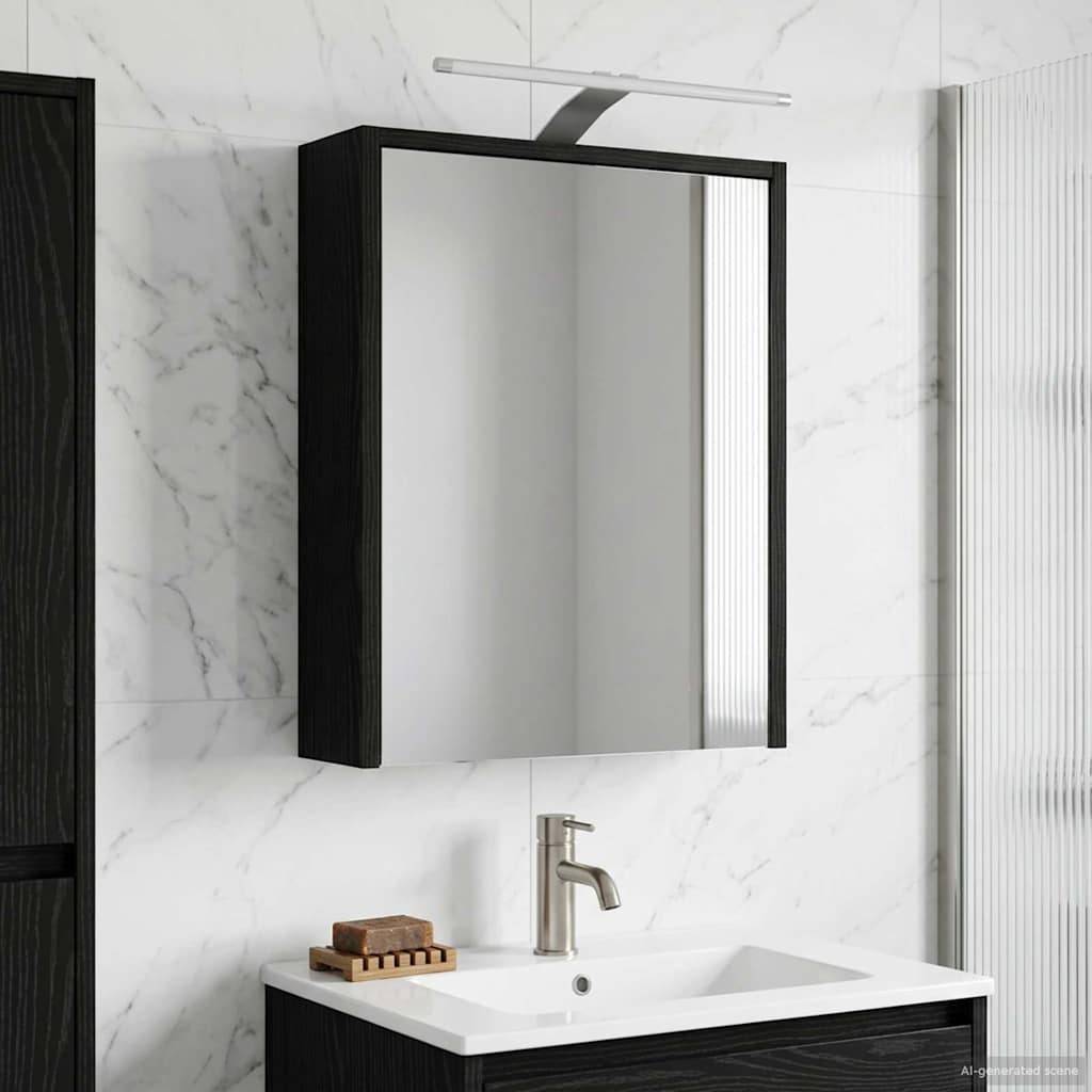 vidaXL Badezimmerspiegelschrank Schwarz Eichen-Optik 43 x 16 x 62.5 cm