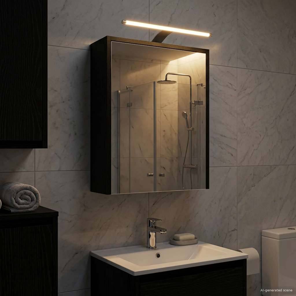 vidaXL Badezimmerspiegelschrank Schwarz Eichen-Optik 43 x 16 x 62.5 cm