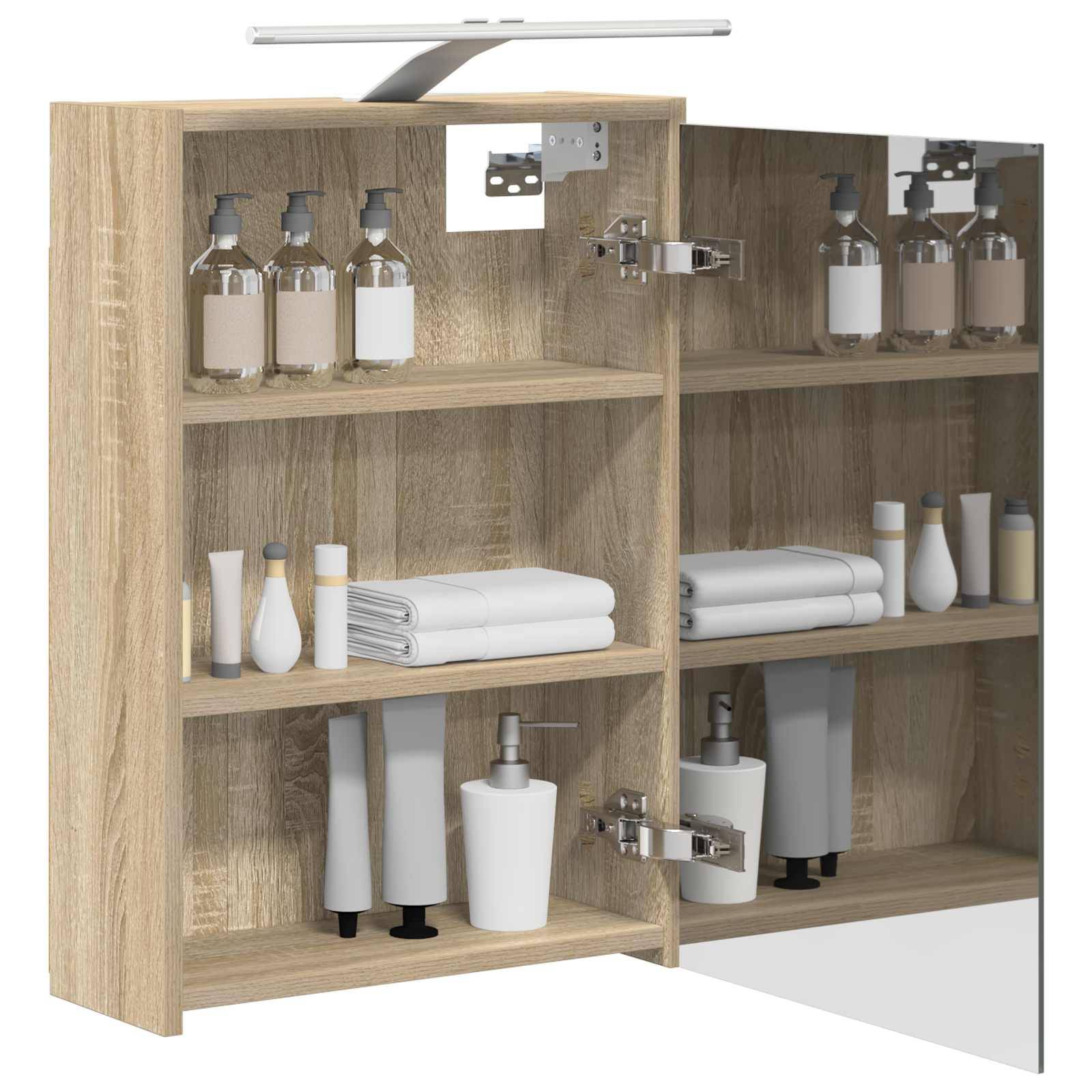 vidaXL Badezimmerspiegelschrank mit Tür Sonoma-Eiche 43 x 16 x 62.5 cm