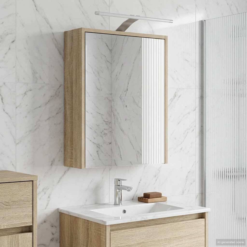 vidaXL Badezimmerspiegelschrank mit Tür Sonoma-Eiche 43 x 16 x 62.5 cm