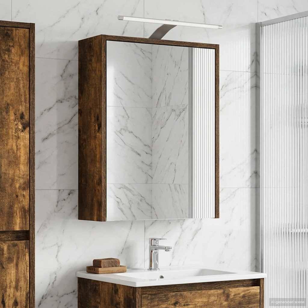 vidaXL Badezimmerspiegelschrank Geräucherte Eiche 43 x 16 x 62.5 cm