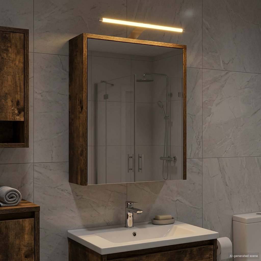 vidaXL Badezimmerspiegelschrank Geräucherte Eiche 43 x 16 x 62.5 cm