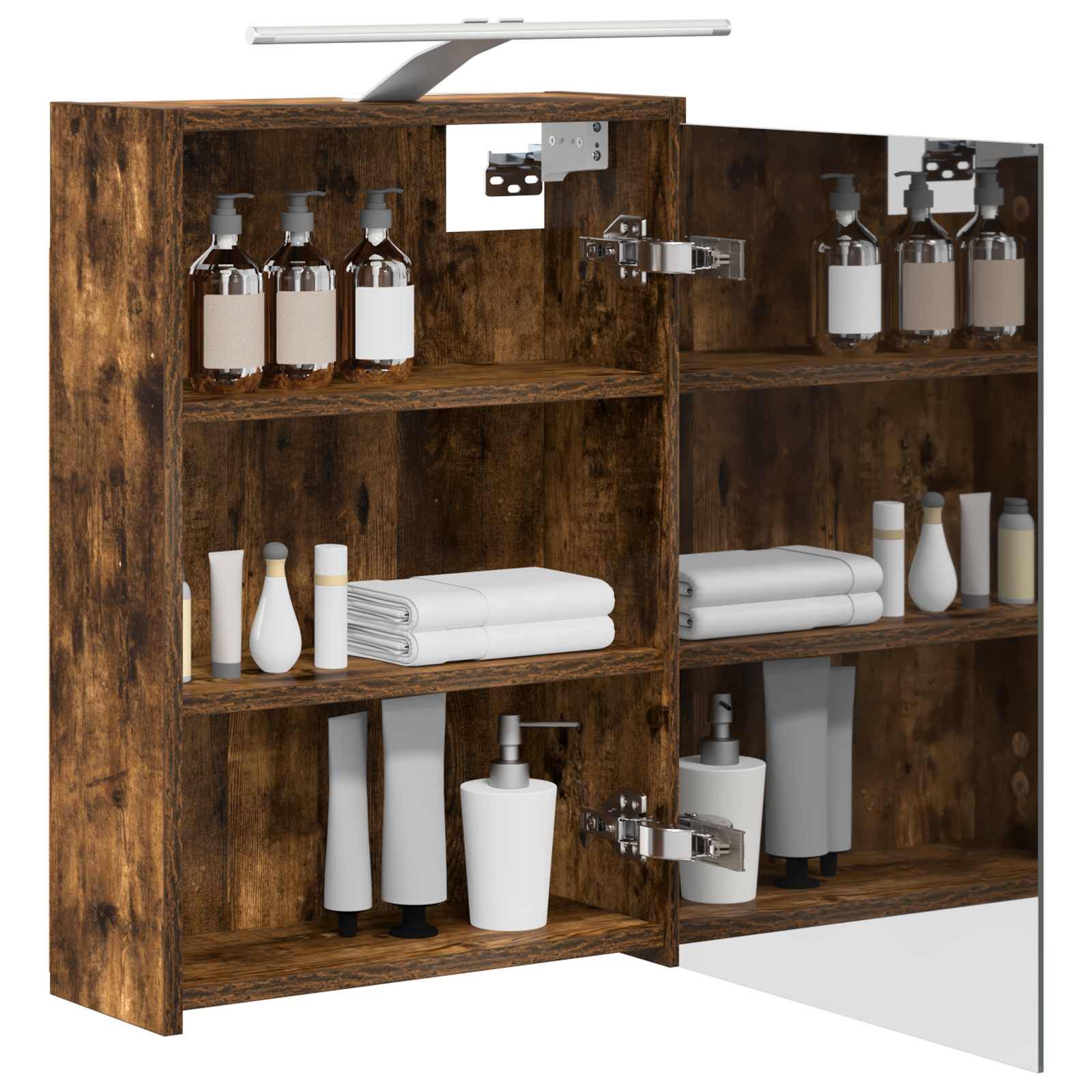 vidaXL Badezimmerspiegelschrank Geräucherte Eiche 43 x 16 x 62.5 cm