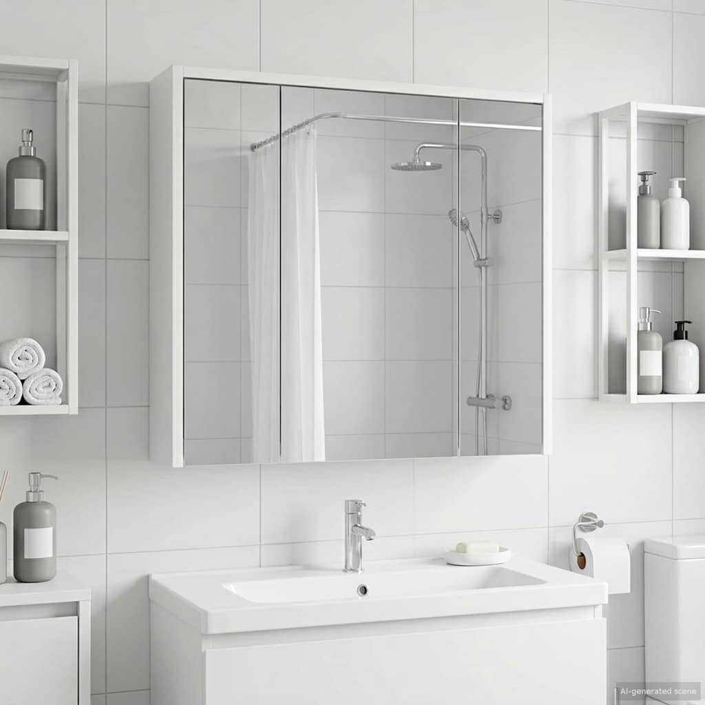 vidaXL Badezimmerspiegelschrank Weiß 63,5 x 16 x 62,5 cm Holzwerkstoff