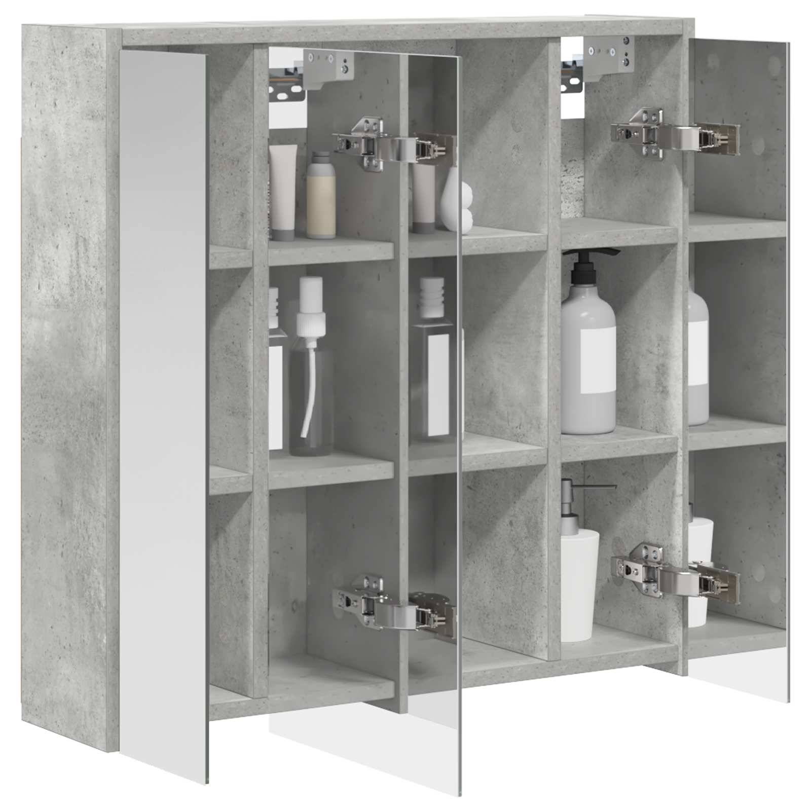 vidaXL Badezimmerspiegelschrank Beton Grau 63,5 x 16 x 62,5 cm