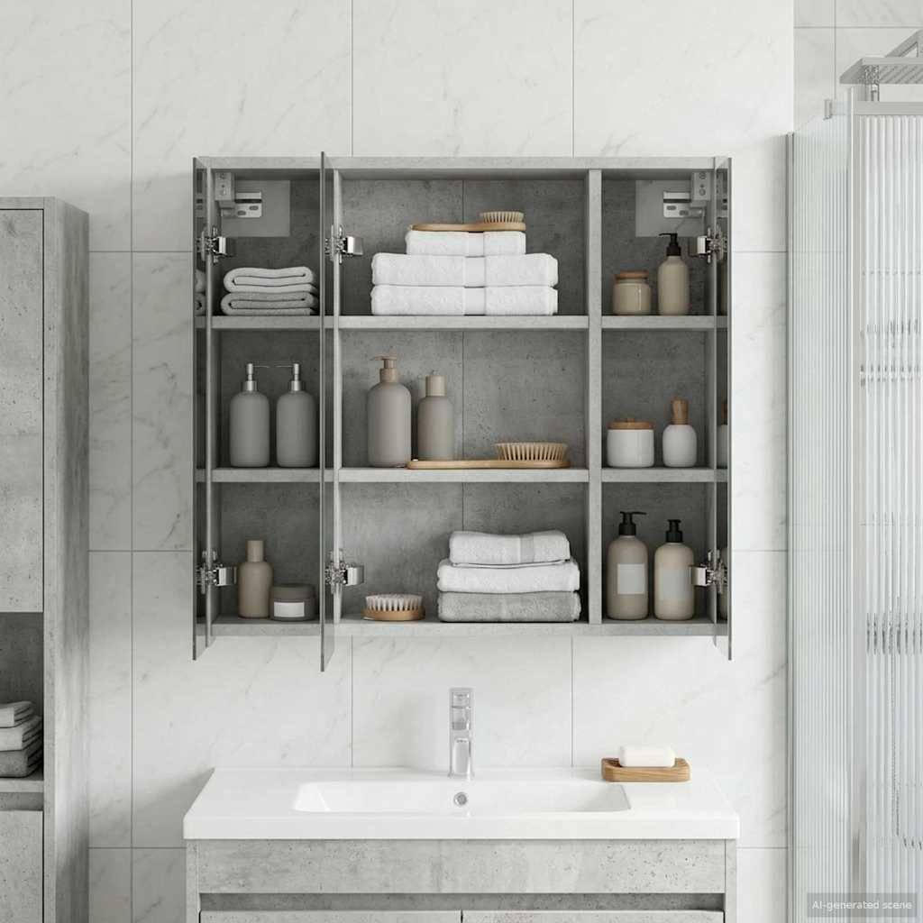vidaXL Badezimmerspiegelschrank Beton Grau 63,5 x 16 x 62,5 cm