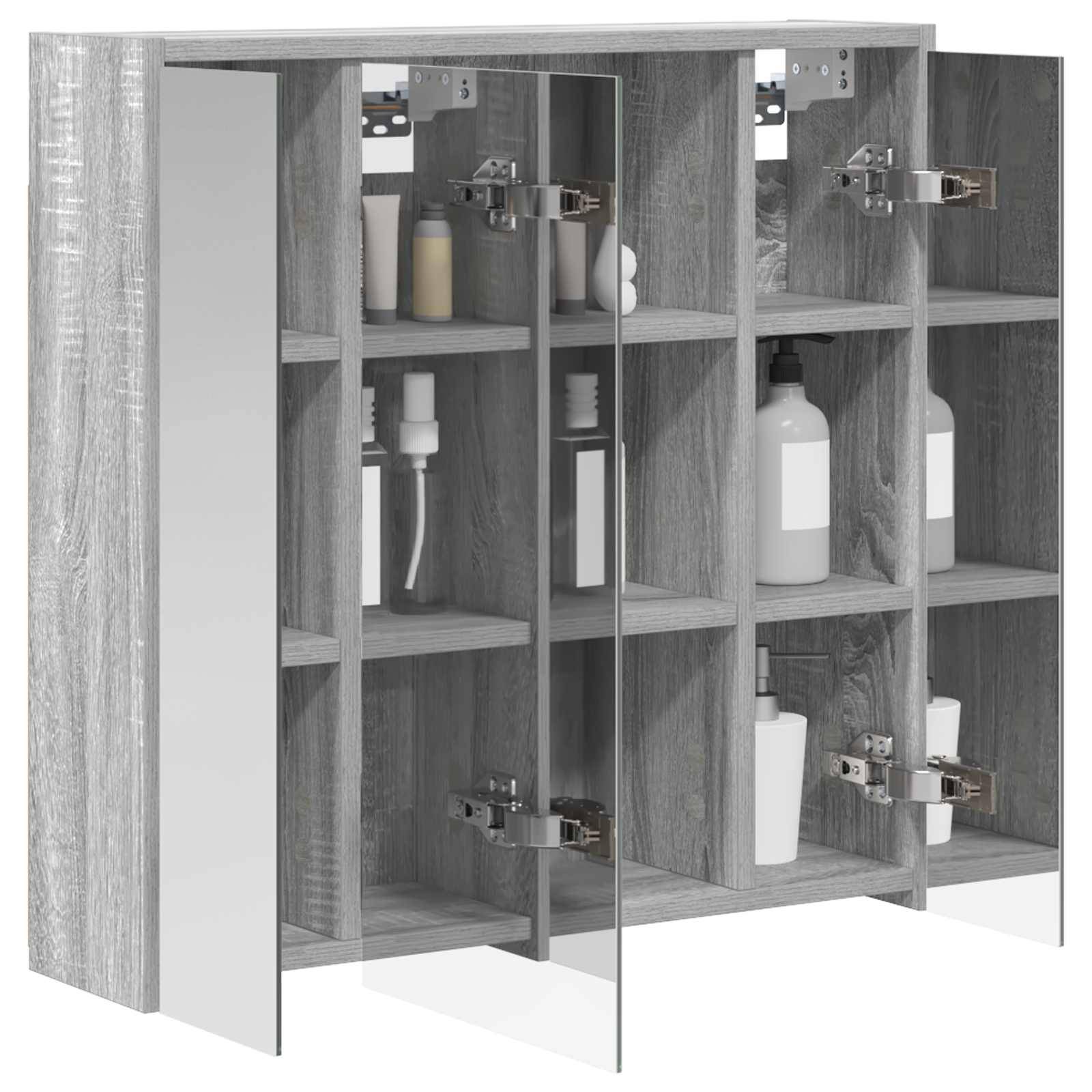 vidaXL Badezimmerspiegelschrank Graues Sonoma 63,5 x 16 x 62,5 cm