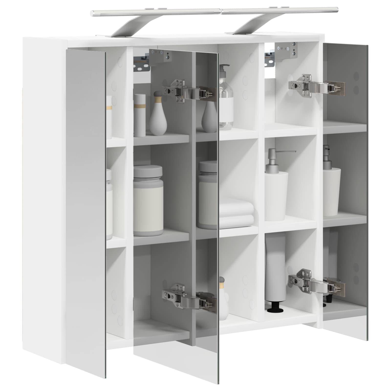vidaXL Badezimmerspiegelschrank Weiß 63,5 x 16 x 62,5 cm Holzwerkstoff