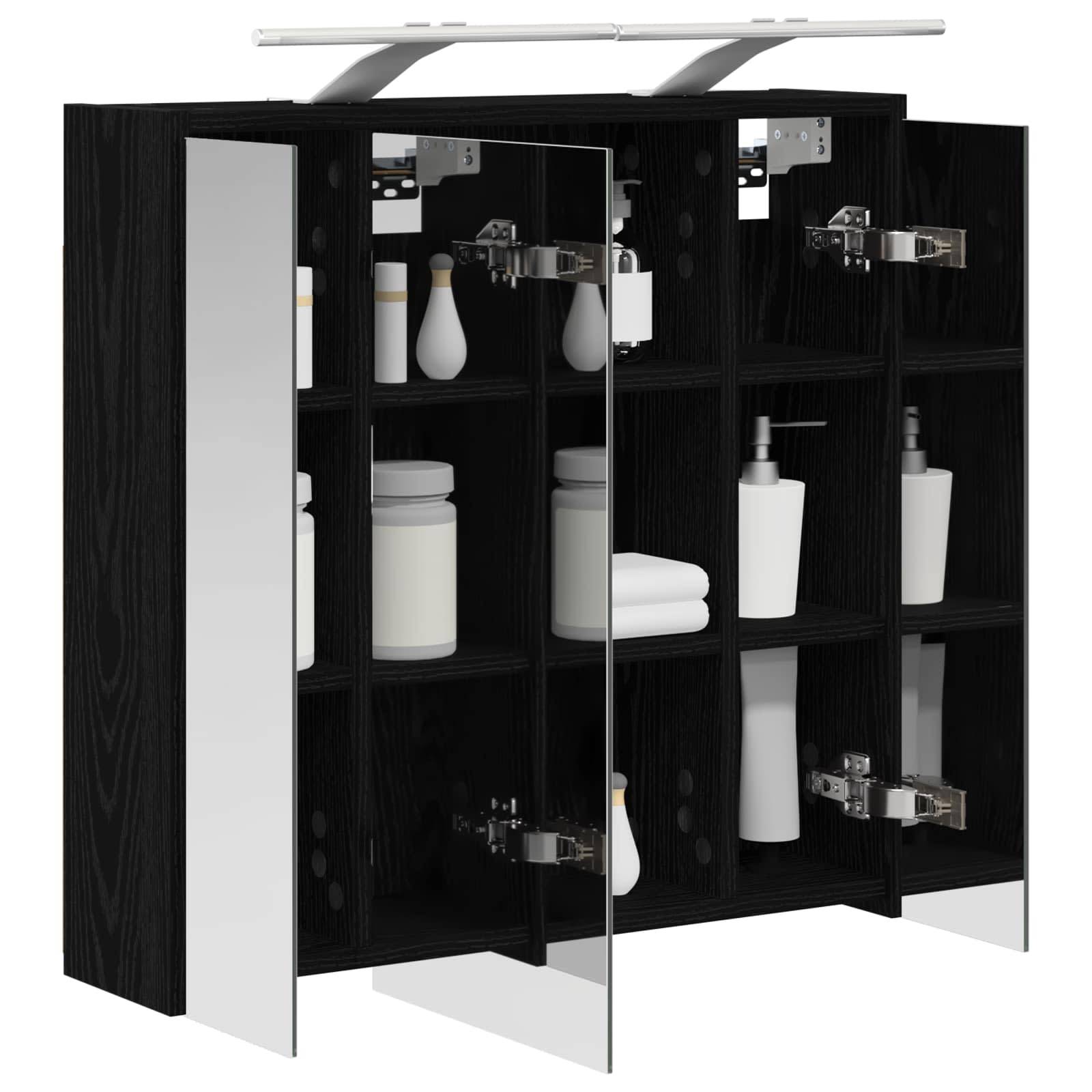 vidaXL Badezimmerspiegelschrank Schwarz Eichen-Optik