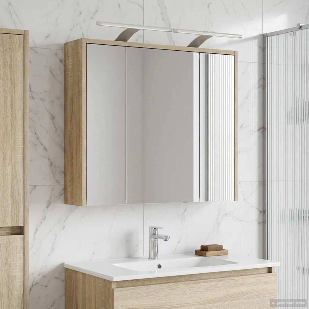 vidaXL Badezimmerspiegelschrank Sonoma-Eiche 63,5 x 16 x 62,5 cm